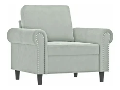 Sillón con taburete terciopelo gris claro 60 cm