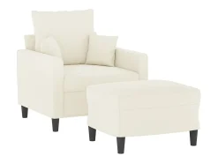 Sillón con taburete terciopelo crema 60 cm