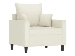 Sillón con taburete terciopelo crema 60 cm