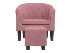 Sillón con taburete terciopelo rosa