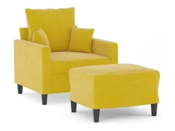 Sillón con taburete terciopelo amarillo 60 cm ES811740