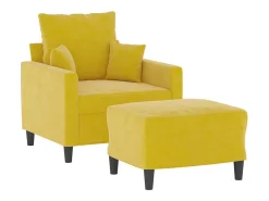 Sillón con taburete terciopelo amarillo 60 cm ES811740