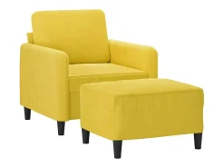 Sillón con taburete terciopelo amarillo 60 cm
