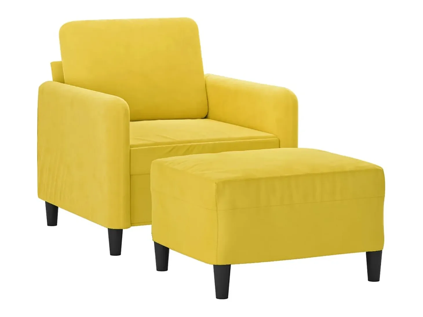 Sillón con taburete terciopelo amarillo 60 cm