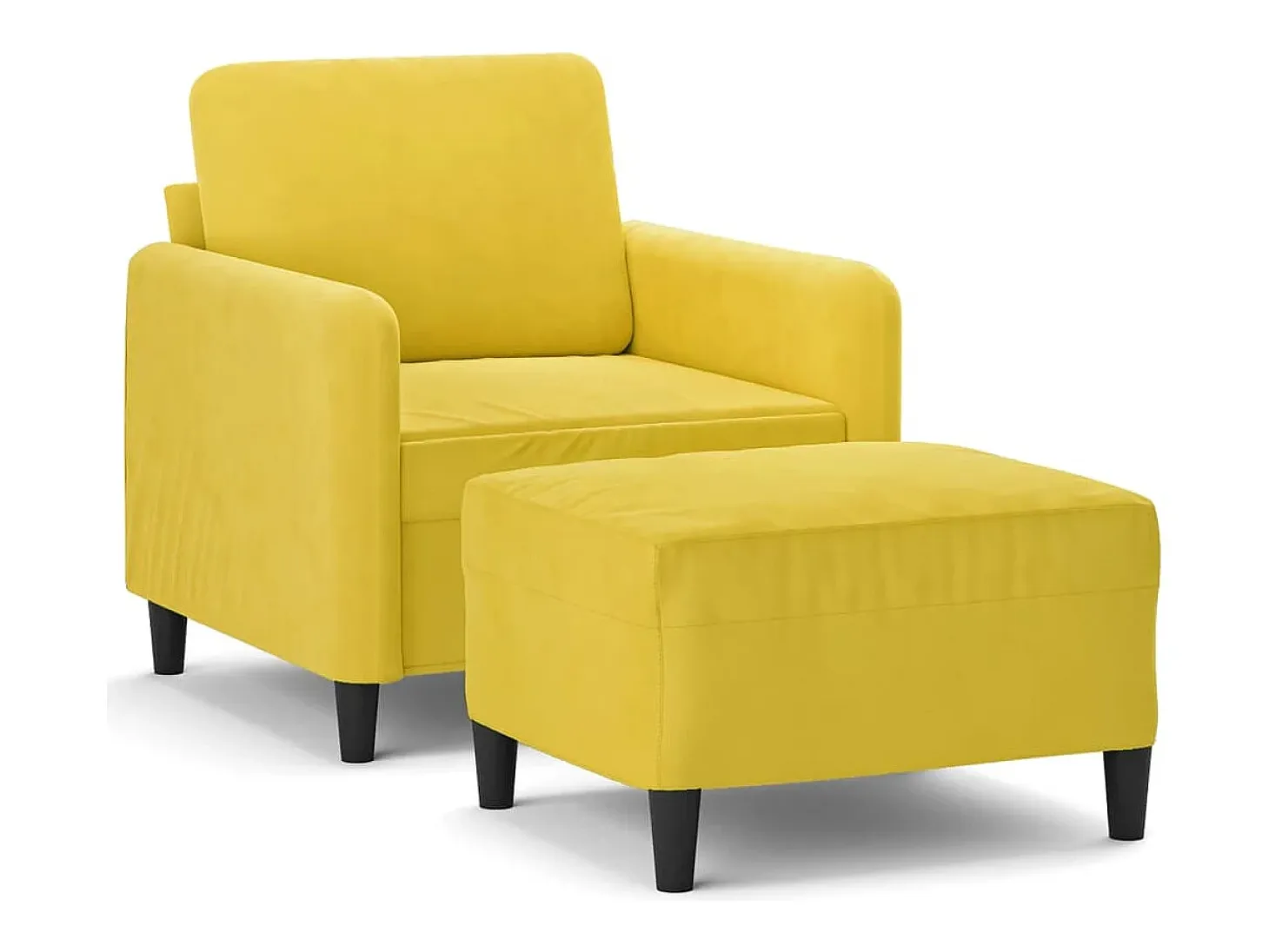 Sillón con taburete terciopelo amarillo 60 cm