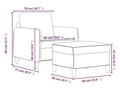 Sillón con taburete terciopelo amarillo 60 cm