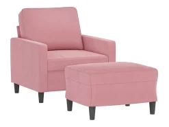 Sillón con taburete terciopelo rosa 60 cm
