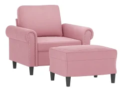 Sillón con taburete terciopelo rosa 60 cm