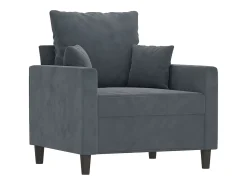Sillón con taburete terciopelo gris oscuro 60 cm
