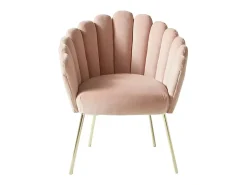 Sillón concha butaca diseño moderno terciopelo patas doradas Calicis - Rosa
