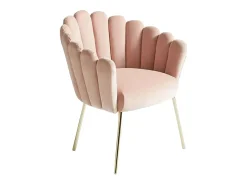 Sillón concha butaca diseño moderno terciopelo patas doradas Calicis - Rosa