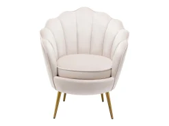 Sillón concha de terciopelo color beige con patas de metal LALEA