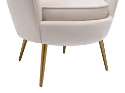 Sillón concha de terciopelo color beige con patas de metal LALEA
