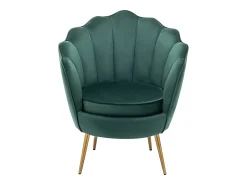 Sillón concha de terciopelo color verde con patas de metal LALEA