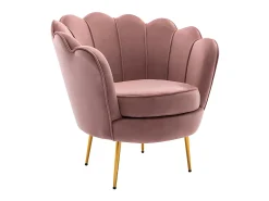 Sillón coquillage de terciopelo rosa patas doradas DANDELION