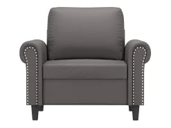 Sillón cuero sintético gris 60 cm