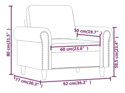 Sillón cuero sintético gris 60 cm
