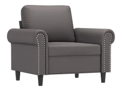 Sillón cuero sintético gris 60 cm