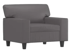 Sillón cuero sintético gris 60 cm