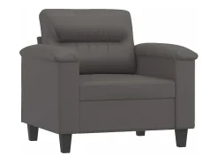 Sillón cuero sintético gris 60 cm