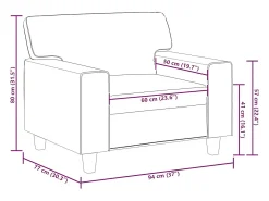 Sillón cuero sintético negro 60 cm