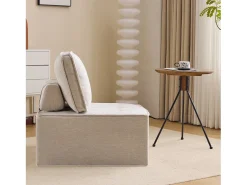 Sillón de 1 plaza en lino beige con respaldo acolchado - Estilo moderno - Para dormitorio o salón