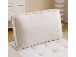 Sillón de 1 plaza en lino beige con respaldo acolchado - Estilo moderno - Para dormitorio o salón