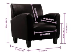 Sillón de cuero artificial marrón oscuro