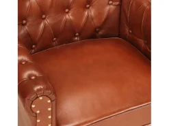Sillón de cuero auténtico de cabra marrón