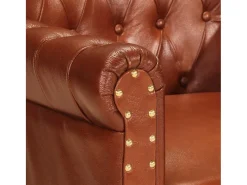 Sillón de cuero auténtico de cabra marrón oscuro