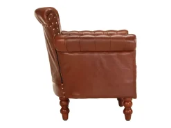 Sillón de cuero auténtico de cabra marrón oscuro