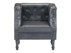 Sillón de cuero auténtico gris