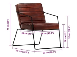 Sillón de cuero auténtico marrón oscuro