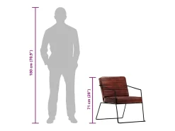 Sillón de cuero auténtico marrón oscuro