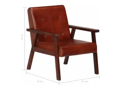 Sillón de cuero auténtico marrón oscuro