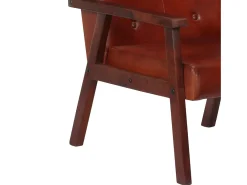 Sillón de cuero auténtico marrón oscuro
