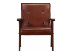 Sillón de cuero auténtico marrón oscuro