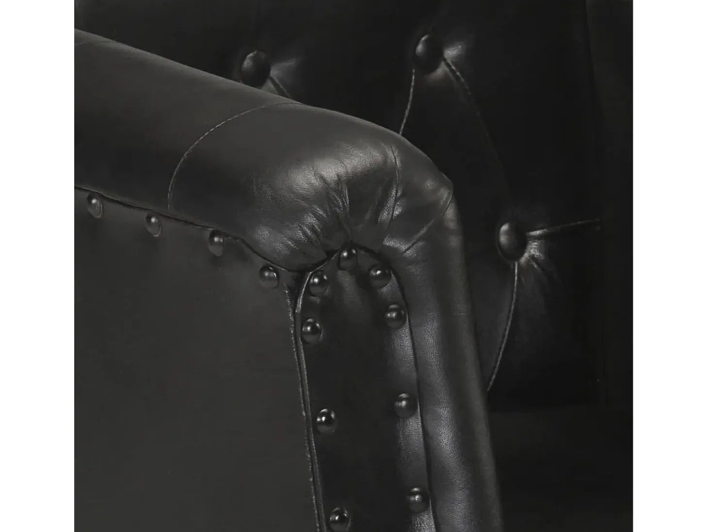 Sillón de cuero auténtico negro