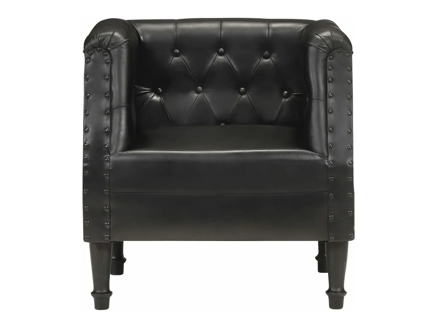 Sillón de cuero auténtico negro