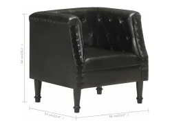 Sillón de cuero auténtico negro