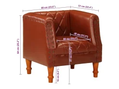 Sillón de cuero de cabra auténtico marrón