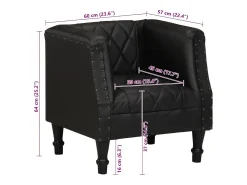 Sillón de cuero de cabra auténtico negro