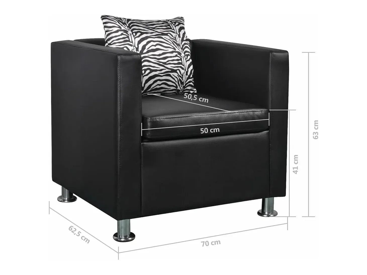 Sillón de cuero sintético negro