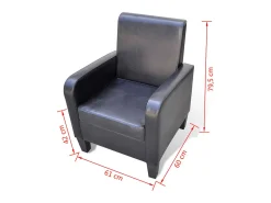 Sillón de cuero sintético negro ES723514