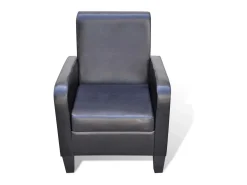 Sillón de cuero sintético negro ES723514