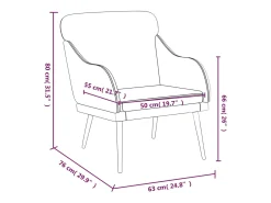 Sillón de cuero sintético negro 63x76x80 cm