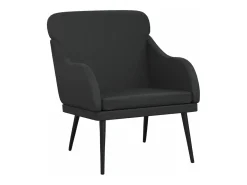 Sillón de cuero sintético negro 63x76x80 cm