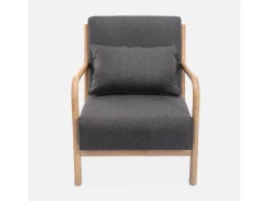 Sillón de diseño de madera y tela gris oscuro