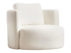 Sillón de felpa crema de madera de haya - Cómodo y moderno