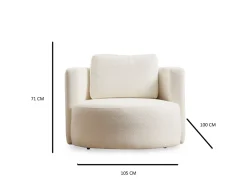Sillón de felpa crema de madera de haya - Cómodo y moderno